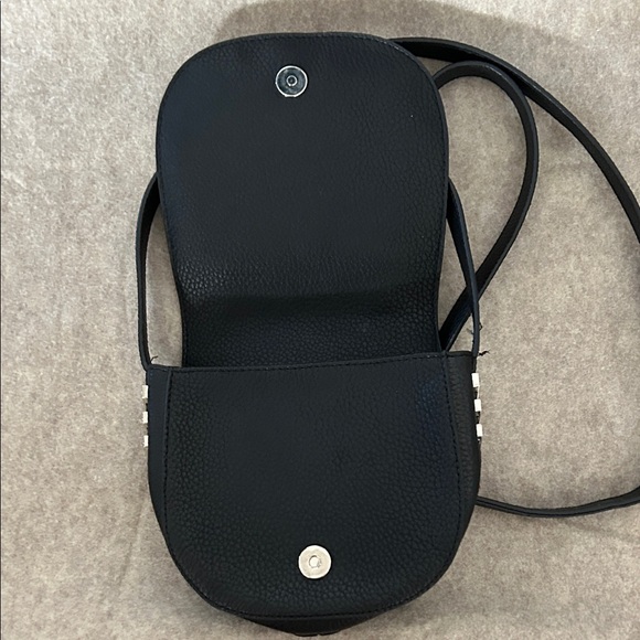 Express Pebble Pleather Black Crossbody Bag with Silver Detail - Picture 4 of 7